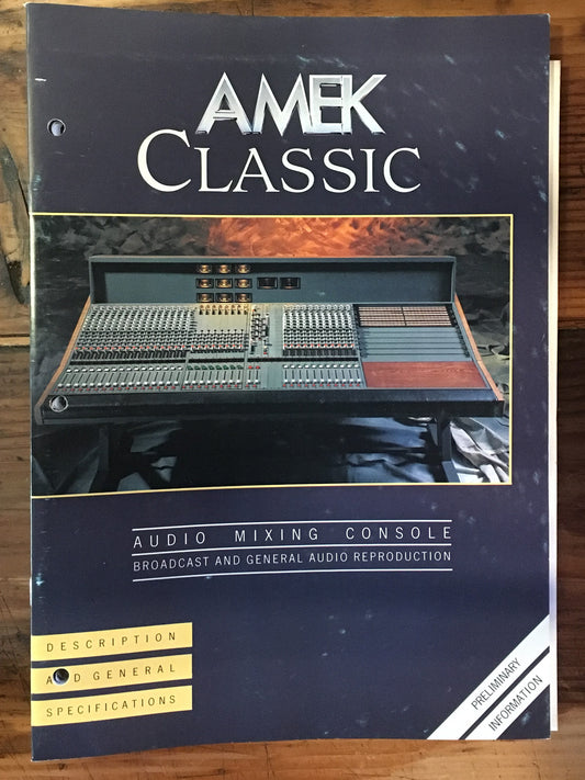 Amek Classic Audio Mixing Console 21 pg. System Overview Brochure *Original*