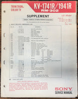 Sony KV-1741R KV-1941R TV Supp Service Manual *Original* #1