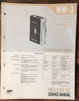 Sony WM-3 Cassette Service Manual *Original*