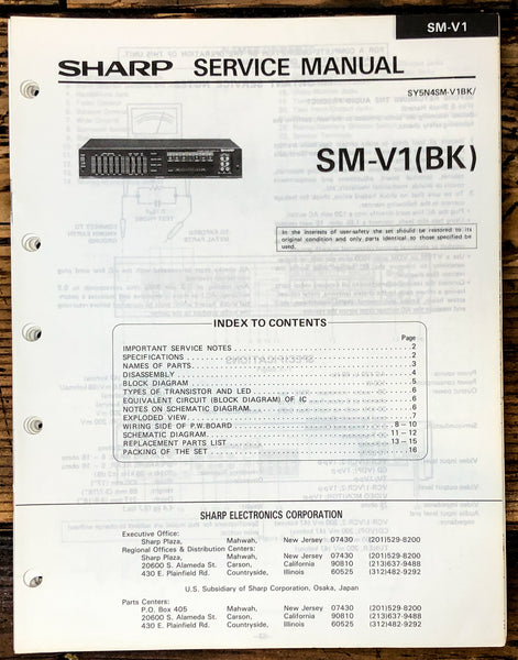 Sharp SM-V1 Amplifier Service Manual *Original*