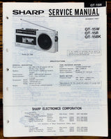 Sharp QT-15W -15R -15BK Radio Service Manual *Original*