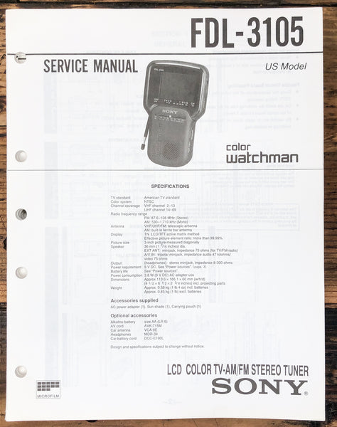 Sony FDL-3105 Watchman / TV  Service Manual *Original*