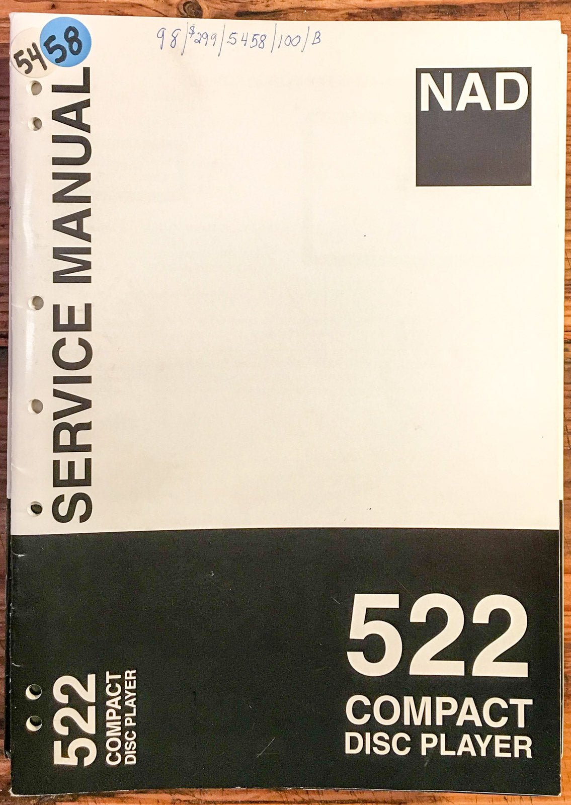 NAD Model 522 CD Player  Service Manual *Original*