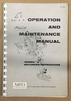 Ampex Series A Reel to Reel  Operation and Maintenance *Original*