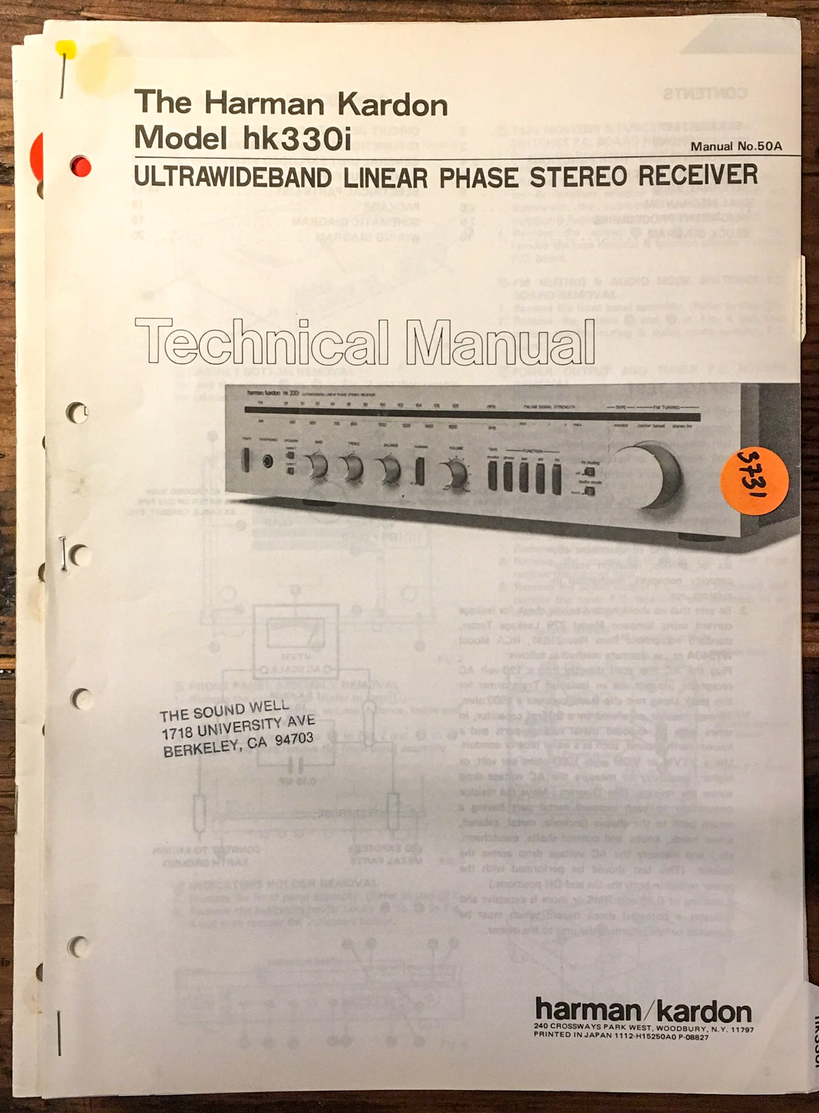Harman Kardon HK330i HK 330i  Service Manual *Original*
