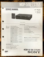 Sony MDP-510 MDP-722GX MD MiniDisc Recorder  Service Manual *Original*