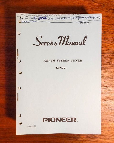Pioneer TX-600 Tuner Service Manual *Original*