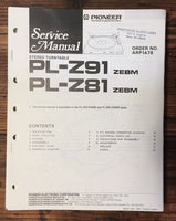 Pioneer PL-Z81 PL-Z91 Record Player / Turntable Service Manual *Original*