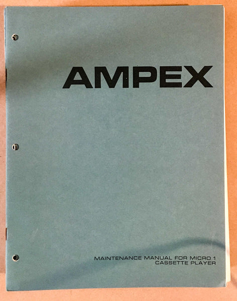 Ampex Micro 1 Cassette Player Service Manual *Original*