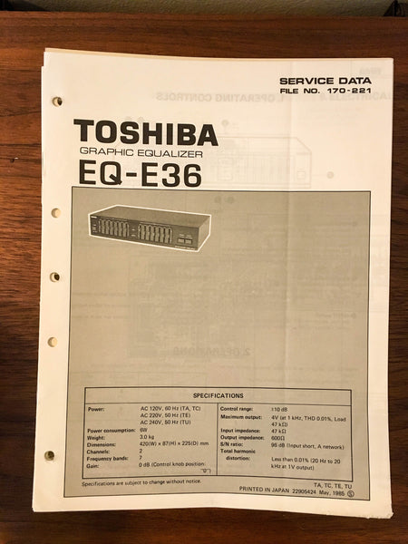 Toshiba EQ-E36 Equalizer Service Manual *Original*