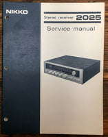 Nikko Model 2025 Receiver  Service Manual *Original*