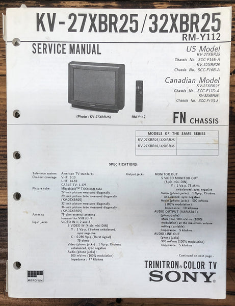 Sony KV-27XBR25 KV-32XBR25 TV  Service Manual *Original*