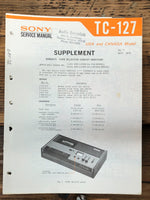 Sony TC-127 Cassette Sup. Service Manual *Original*
