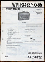 Sony WM-FX463 WM-FX465 Radio Cassette  Service Manual *Original*