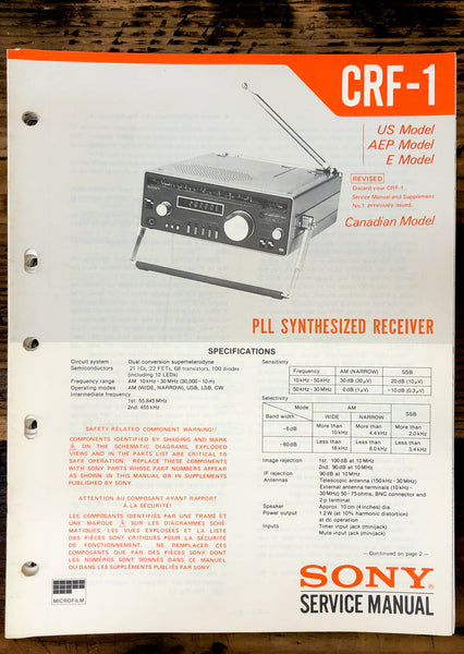 Sony CRF-1 Receiver  Service Manual *Original*