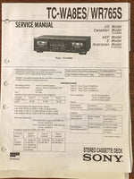 Sony TC-WA8ES TC-WR765S Tape Cassette Service Manual *Original*