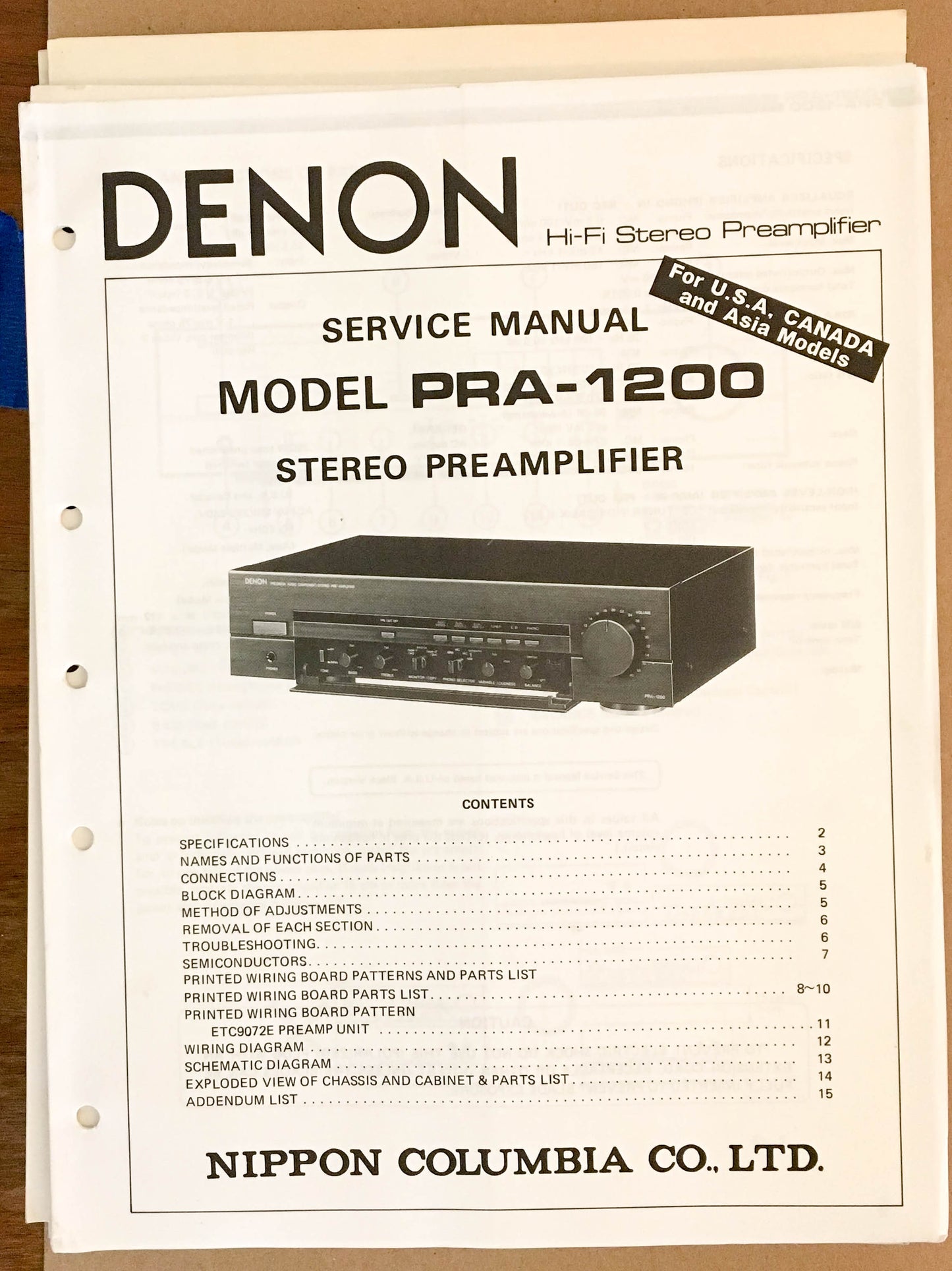 Denon PRA-1200 Preamp / Preamplifier  Service Manual *Original*