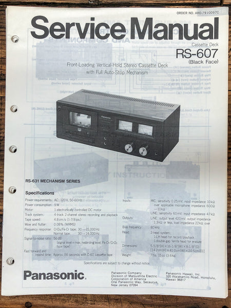 Panasonic RS-607 Tape Recorder  Service Manual *Original*