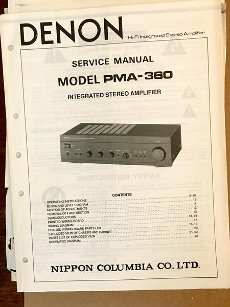 Denon PMA-360 Preamp / Preamplifier  Service Manual *Original*