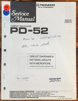 Pioneer PD-52 CD Player  Service Manual *Original*