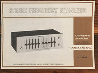 Realistic 31-1988 Equalizer  Owners / User Manual *Original*