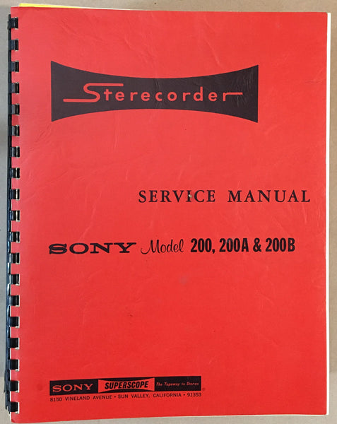 Sony / Superscope Model 200 200A 200B Tape Recorder Service Manual *Original*