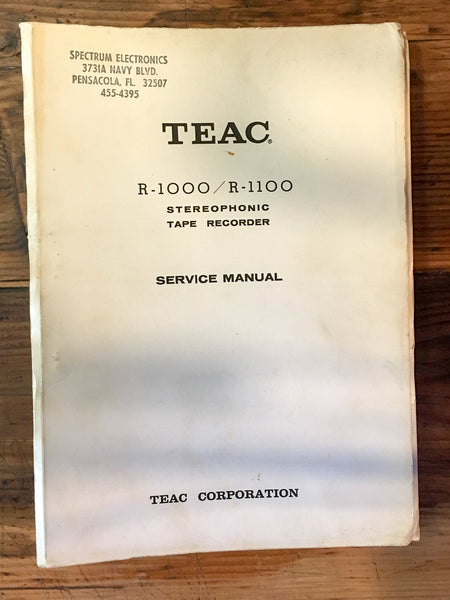 Teac R-1000 R-1100 Reel to Reel Service Manual *Original*