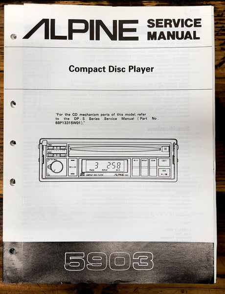 Alpine Model 5903 Car Stereo  Service Manual *Original*