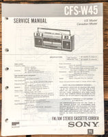 Sony CFS-W45 Radio / Boombox  Service Manual *Original*