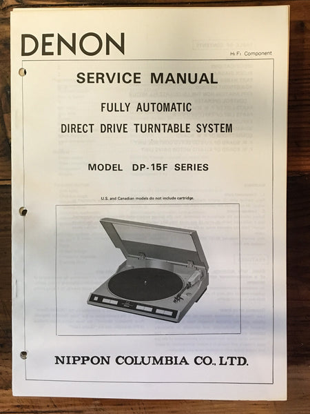 Denon DP-15F Record Player / Turntable Service Manual *Original*