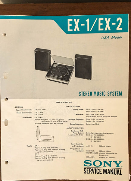 Sony EX-1EX-2 Stereo System  Service Manual *Original*