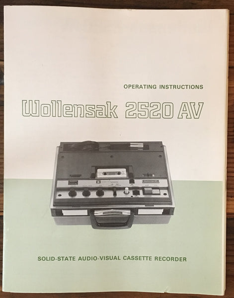 Wollensak 2520AV 2520AV Cassette  Owners Operating Manual *Original*