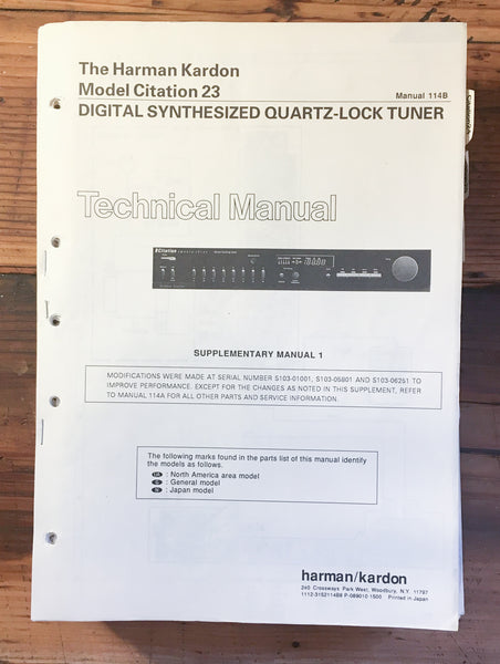 Harman Kardon HK Citation 23 Tuner Service Manual *Original* #2