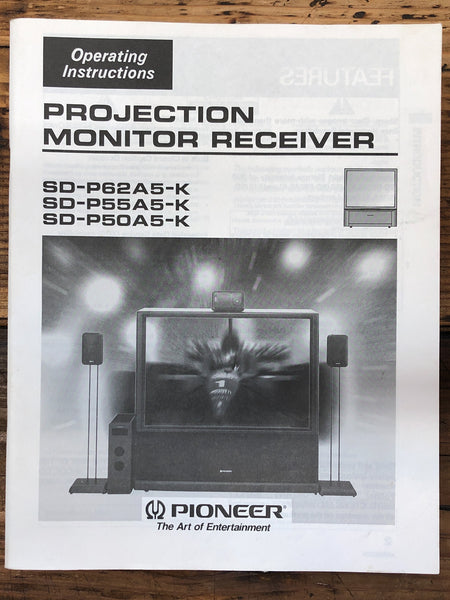 Pioneer SD-P62A5 -P55A5 -P50A5 TV  Owner / User Manual *Original*