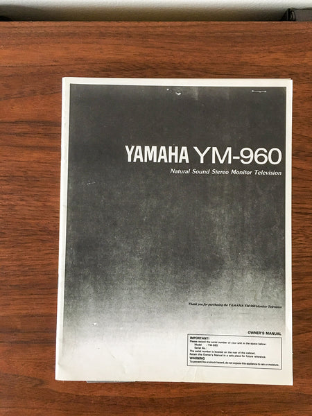 Yamaha YM-960 Television Owners / Instruction Manual *Original*