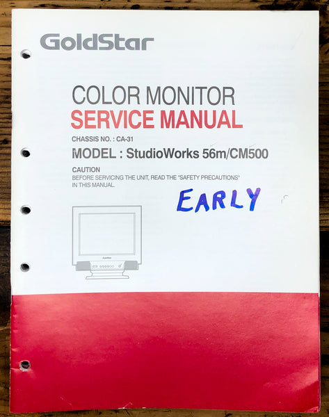 Goldstar Early CA-31 Studioworks 56m CM500 Color Monitor Service Manual *Orig*