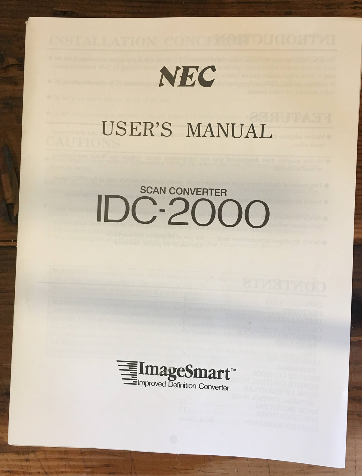 NEC IDC-2000 Converter Owner / User Manual *Original*