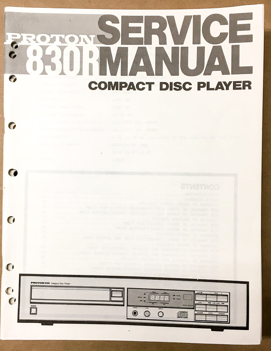 Proton AC-830R CD Player Service Manual *Original*
