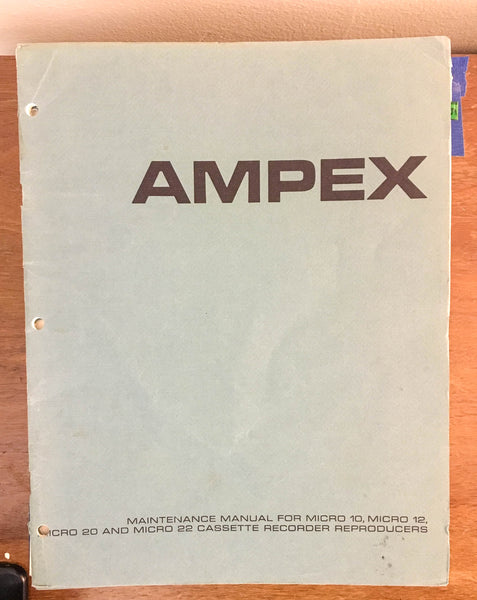 Ampex Micro 10 12 20 22 Cassette Player / Reocorder Service Manual *Original*
