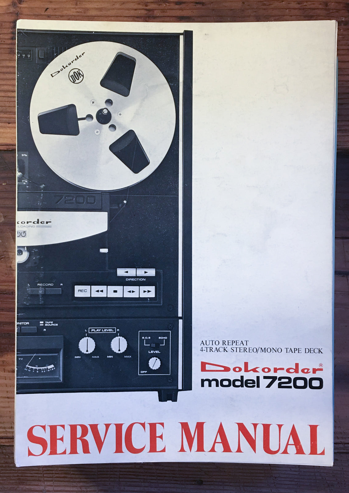 Dokorder Model 7200 Reel to Reel Service Manual *Original*