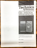 Technics SB-4500A Speaker  Owners / User Manual *Original*