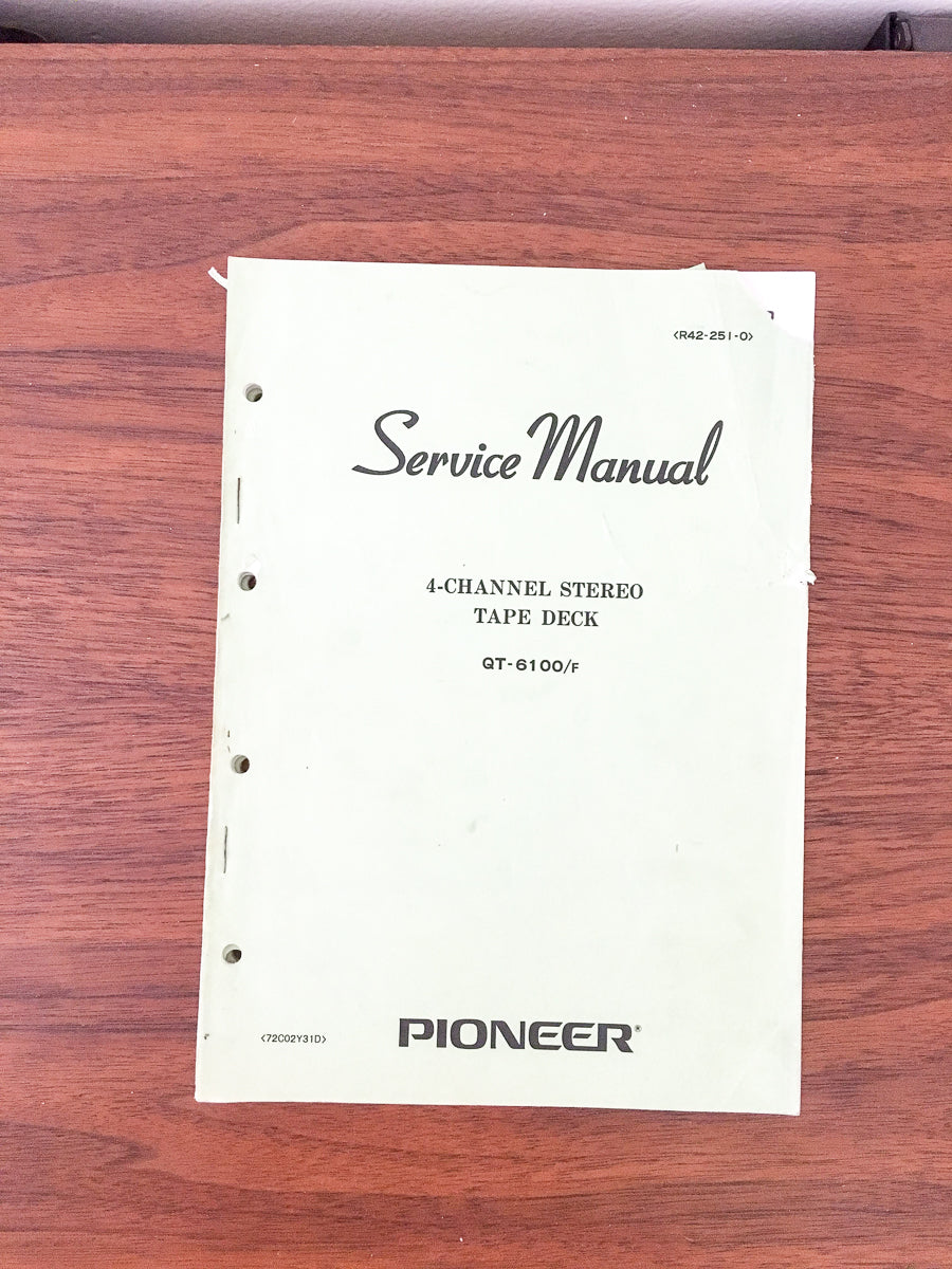 Pioneer QT-6100 Reel to Reel Service Manual *Original*