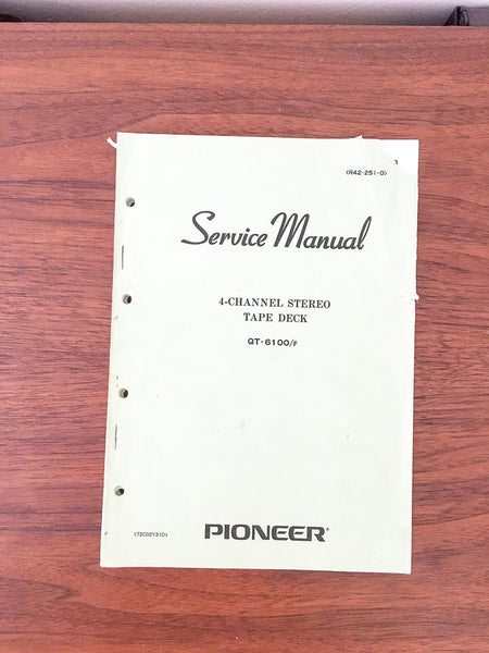 Pioneer QT-6100 Reel to Reel Service Manual *Original*