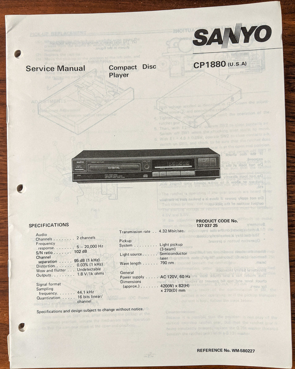*Original* Sanyo / Fisher DC-D16 DCS-M12 Stereo Service Manual #1