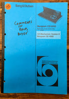 B&O Bang Olufsen Beogram CD 4500 CD Player  Service Manual *Original*