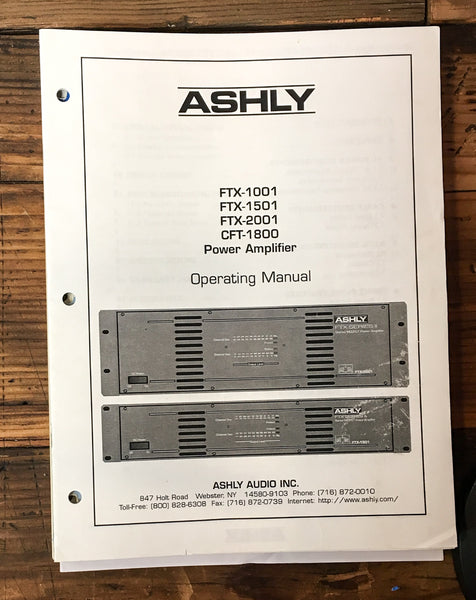 Ashly FTX-1001 -1501 -2001 CFT-1800 Power Amplifier User / Owner Manual *Orig*