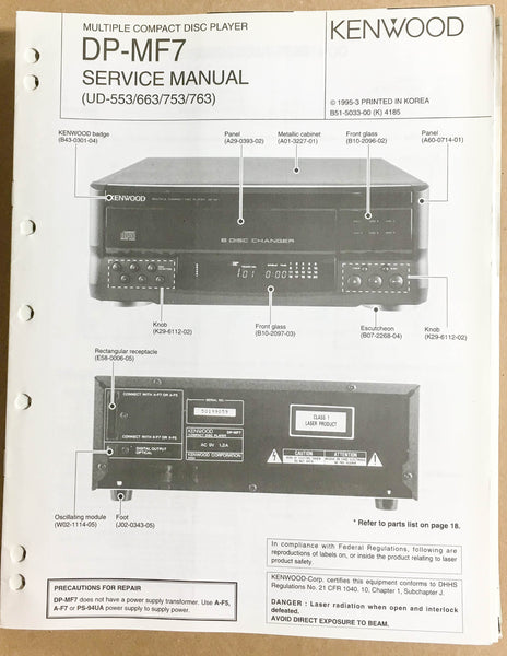 Kenwood DP-MF7 CD Player  Service Manual *Original*