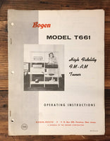 Bogen Model T661 T-661 Tuner Owner / User Manual *Original*