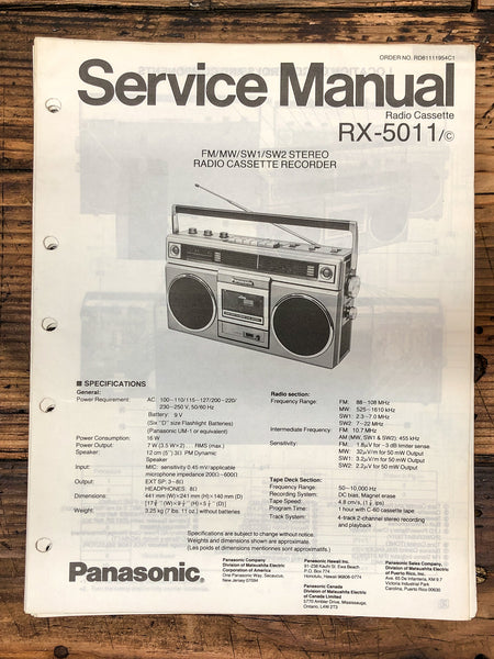 Panasonic RX-5011 Radio / Boombox  Service Manual *Original*