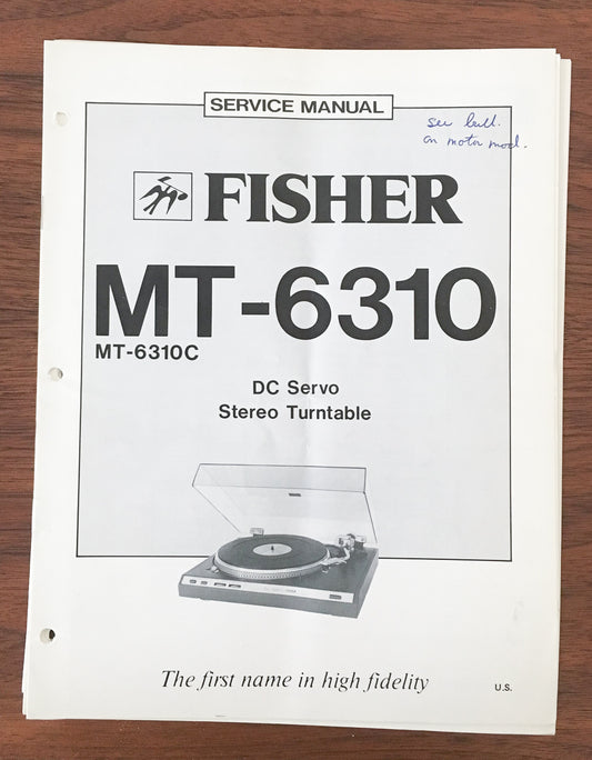 Fisher MT-6310 Record Player / Turntable Service Manual *Original*